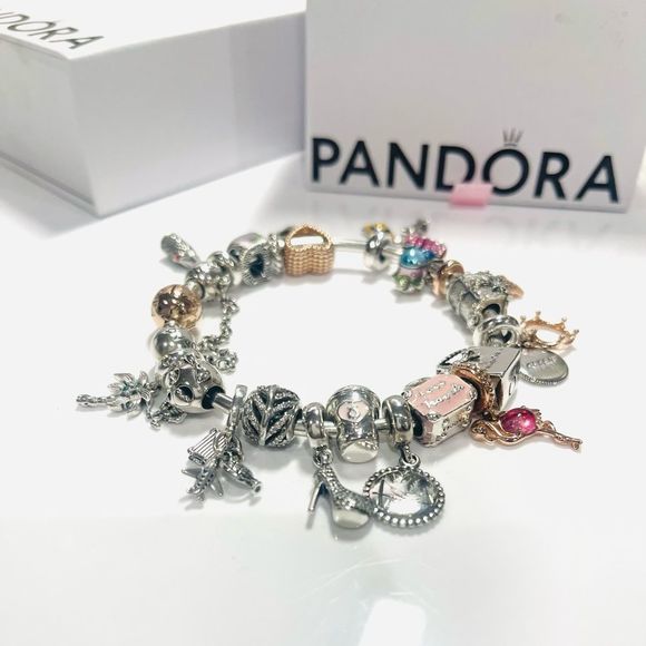 NWT Authentic PANDORA “Boss Babe” Themed Multi Charm Bracelet Rose Gold/Silver - Picture 3 of 15